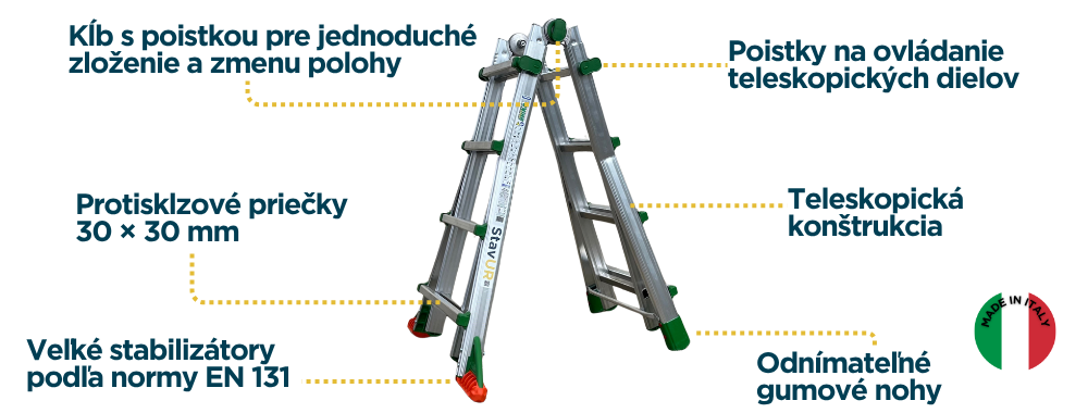 BRIKO 16 multifunkcny klbovy teleskopicky rebrik detail 2